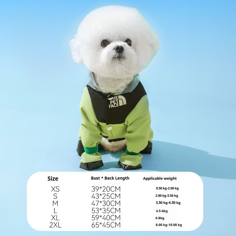 Mackintosh-Poncho De Pluie Pour Animaux De Compagnie,Traction Aux Pieds,Vêtements Pour Chiens Tout Compris,Petits Et Moyens Chiens Teddy,Mode - Type Green-Xl
