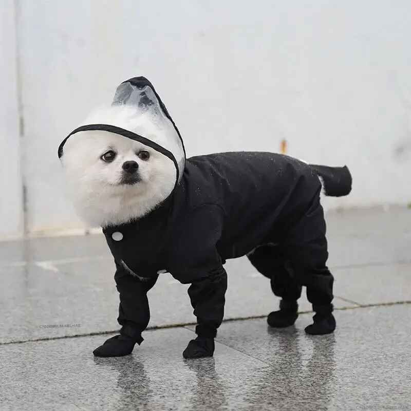 Imperméable Imperméable Tout Compris Pour Chiens Et Chats,Garder Les Animaux De Compagnie Au Sec Pour Promener Le Chien Les Jours De Pluie,Fournitures Mignonnes - Type Black-M