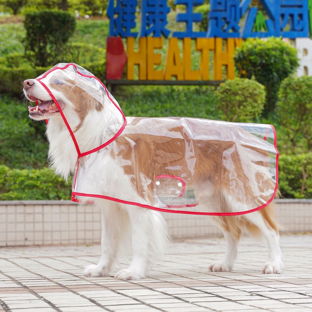 Manteau De Pluie À Capuche Pour Chien,Imperméable Transparent En Pvc,À La Mode,Pour Chiens Moyens Et Grands - Type Red-6xl For 30-40kg