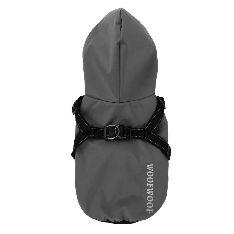 Imperméable Imperméable À Capuche Pour Chien À Quatre Pattes,Veste De Pluie Pour Chiot,Couverture Complète Du Corps Avec Chapeau Coulé,Double Couche,3 Couleurs - Type Gris-Xxl