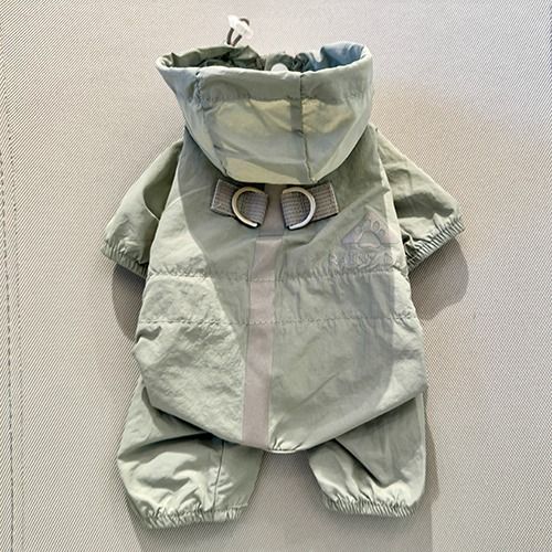 Imperméable Imperméable Pour Chien Casting,Veste De Pluie Pour Chien,Manteau,Vêtements Pour Petits Et Moyens Chiens,Sweats À Capuche,Combinaison,Imperméable,Bouledogu - Type Gray Green-L-Chest 46cm