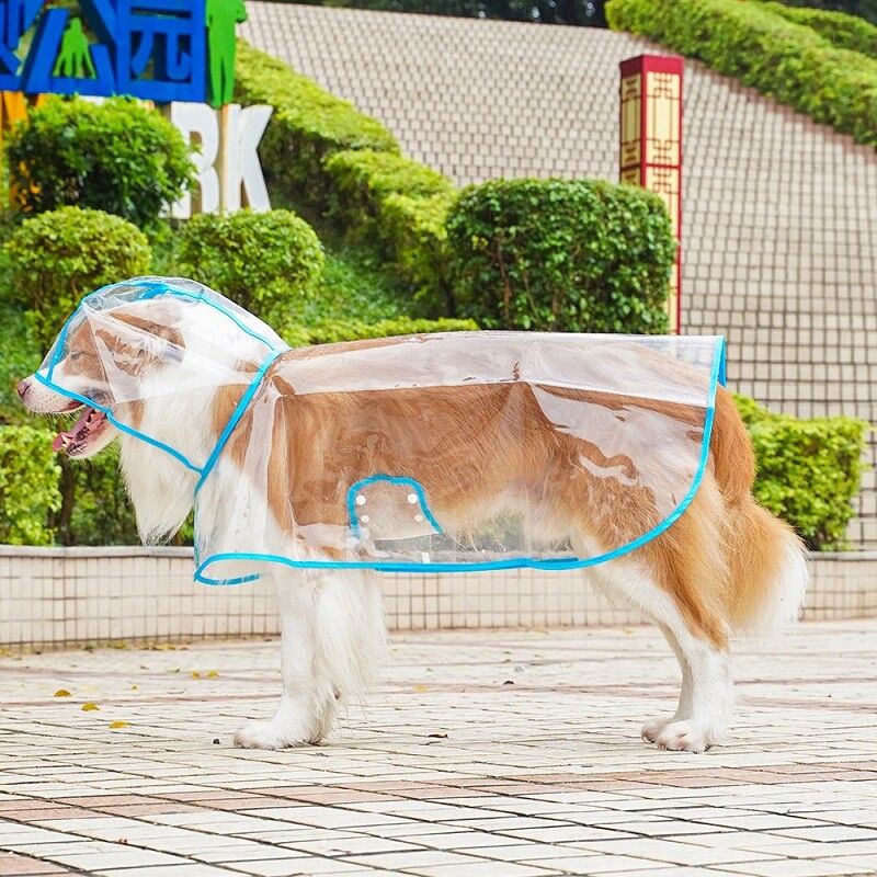 Imperméable À Capuche Transparent Pour Chien,Veste De Pluie Imperméable,Vêtements Pour Animaux De Compagnie,Marche En Plein Air,Fournitures Pour Animaux De Compagnie,Petits,Moyens E - Type Blue-8xl