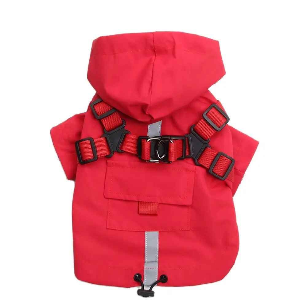 Veste Imperméable Pour Chien Et Chat,Design De Traction Et De Coulée,Chiot Pour Animaux De Compagnie,Coupe-Vent,Manteau D'automne,Déclin - Type Rouge-Xxl