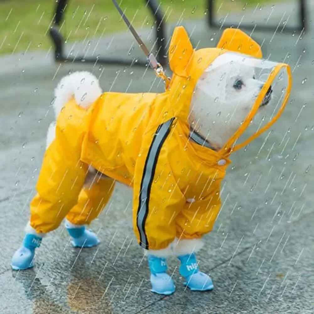 Veste De Pluie Imperméable En Forme D'ours Pour Chien,Couverture Complète Du Corps,Chapeau Coulé,Double Couche,Capuche,Mignon,Everak,Chiot - Type Yellow-S #A