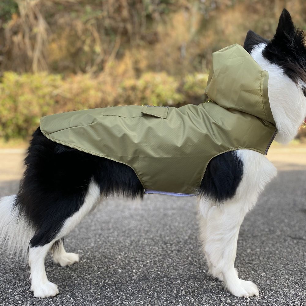 Imperméable Imperméable Pour Animaux De Compagnie Avec Bande De Coulée,Veste À Capuche Pour Chat,Vêtements Pour Chiens,Fournitures De Plein Air - Type Army Green-6xl