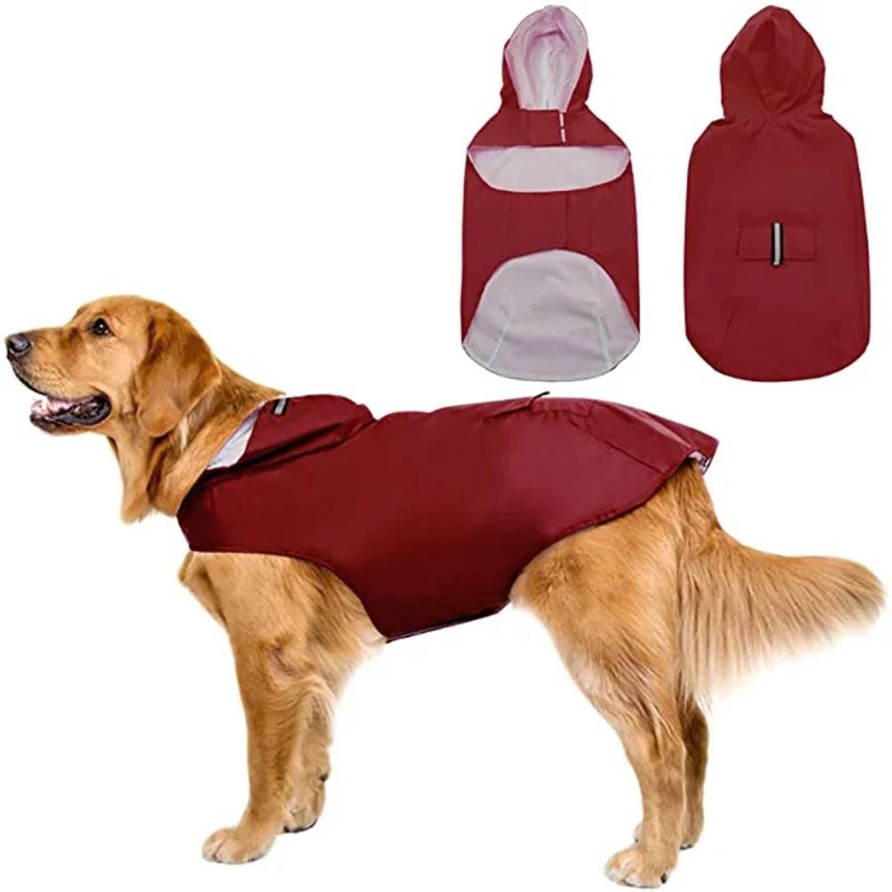 Imperméable Imperméable Pour Animaux De Compagnie Avec Bande De Coulée,Veste À Capuche Pour Chat,Vêtements Pour Chiens,Fournitures De Plein Air - Type Red-S