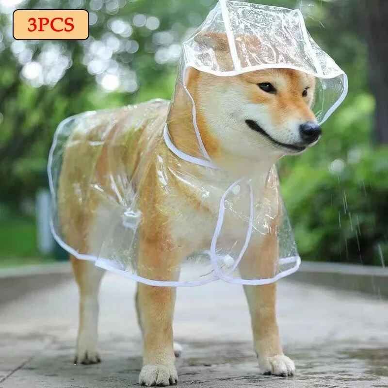 Imperméable Pour Chien Avec Capuche,Poncho Imperméable,Manteau De Pluie Transparent,Veste De Pluie Légère,Vêtements Pour Grands Chiens,Poncho De Pluie Léger - Type 3pcs-L #B