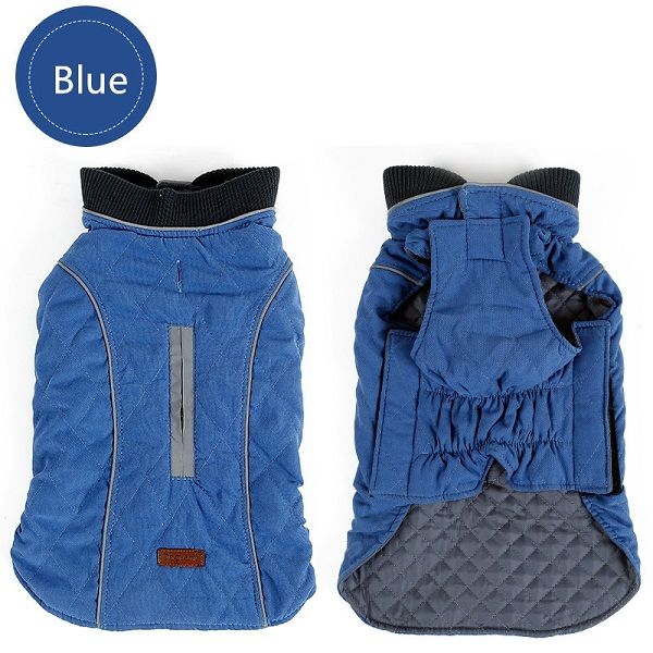 Manteau Matelassé Pour Chien,Veste Chaude Pour Animaux De Compagnie,Glanew,Rétro,Confortable,Vêtements Optiques,6 Couleurs,Haute Qualité - Type Blue-L