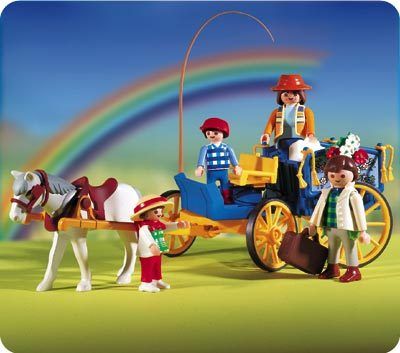 Playmobil 3117 La Vie À La Ferme Famille + Attelage