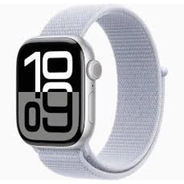 Apple Watch Series 10 46mm Silver Aluminium Case With Denim Sport Band M-L Gps Mwwm3qc-A