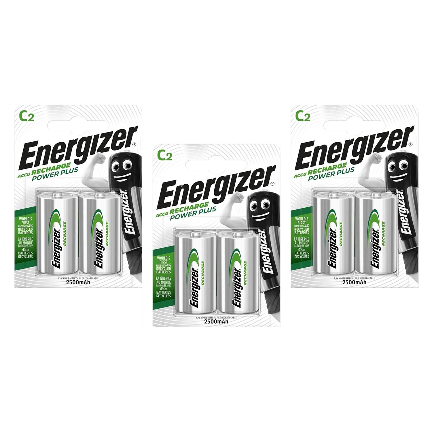 Energizer Lot de 3 Blisters de 2 Piles rechargeables HR14 Power Plus C 2500mah 1 2V