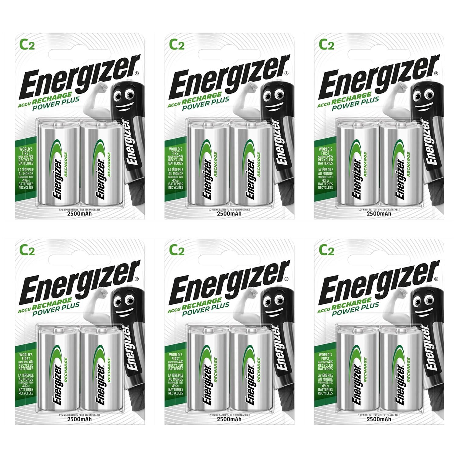 Energizer Lot de 3 Blisters de 2 Piles rechargeables HR14 Power Plus C 2500mah 1 2V - vue 2