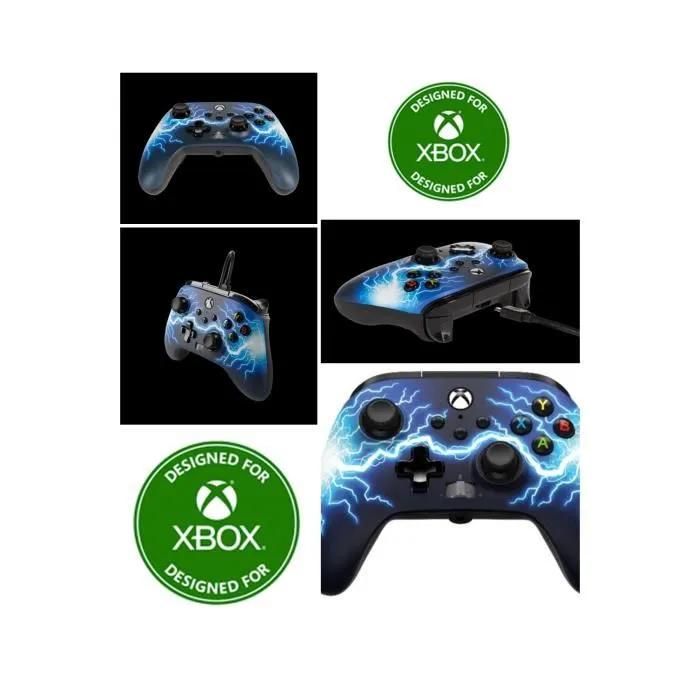 Manette Xbox Series X/Pc Arc Lighning Edition Officielle Contrôleur De Jeu Microsoft Filaire 3m - Xbox X/Pc Turbo Bleu Lightning