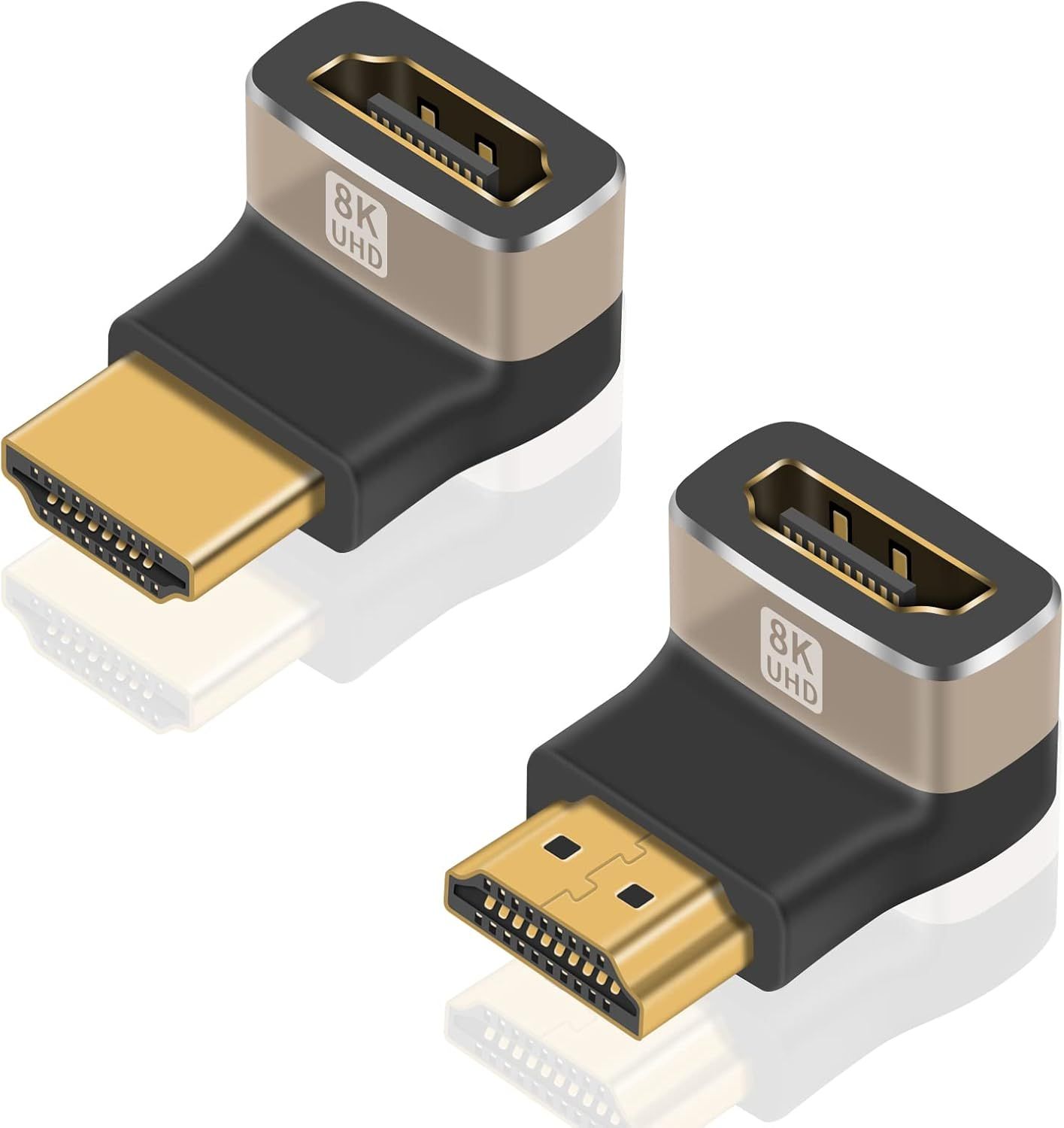 Adaptateur Hdmi 8K À 90 Degrés Et À 270 Degrés, Connecteur Hdmi 2.1 Mâle Vers Femelle Prenant En Charge La Résolution 8K@60Hz, 4K@120Hz Hdr, Dolby, Pc, Moniteur, Téléviseur - Lot De 2