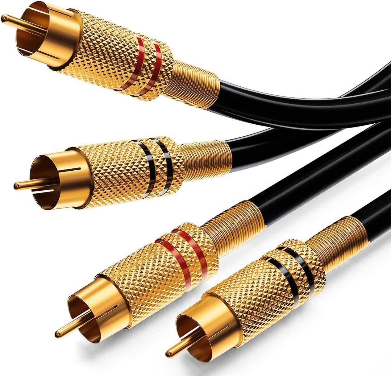 5M Câble Audio Rca Prise 2X Rca Sur Prise 2X Rca Câble Audio Hifi Fiches Rca Entièrement En Métal Plaqué Or Récepteur Cinéma Maison Console De Jeux