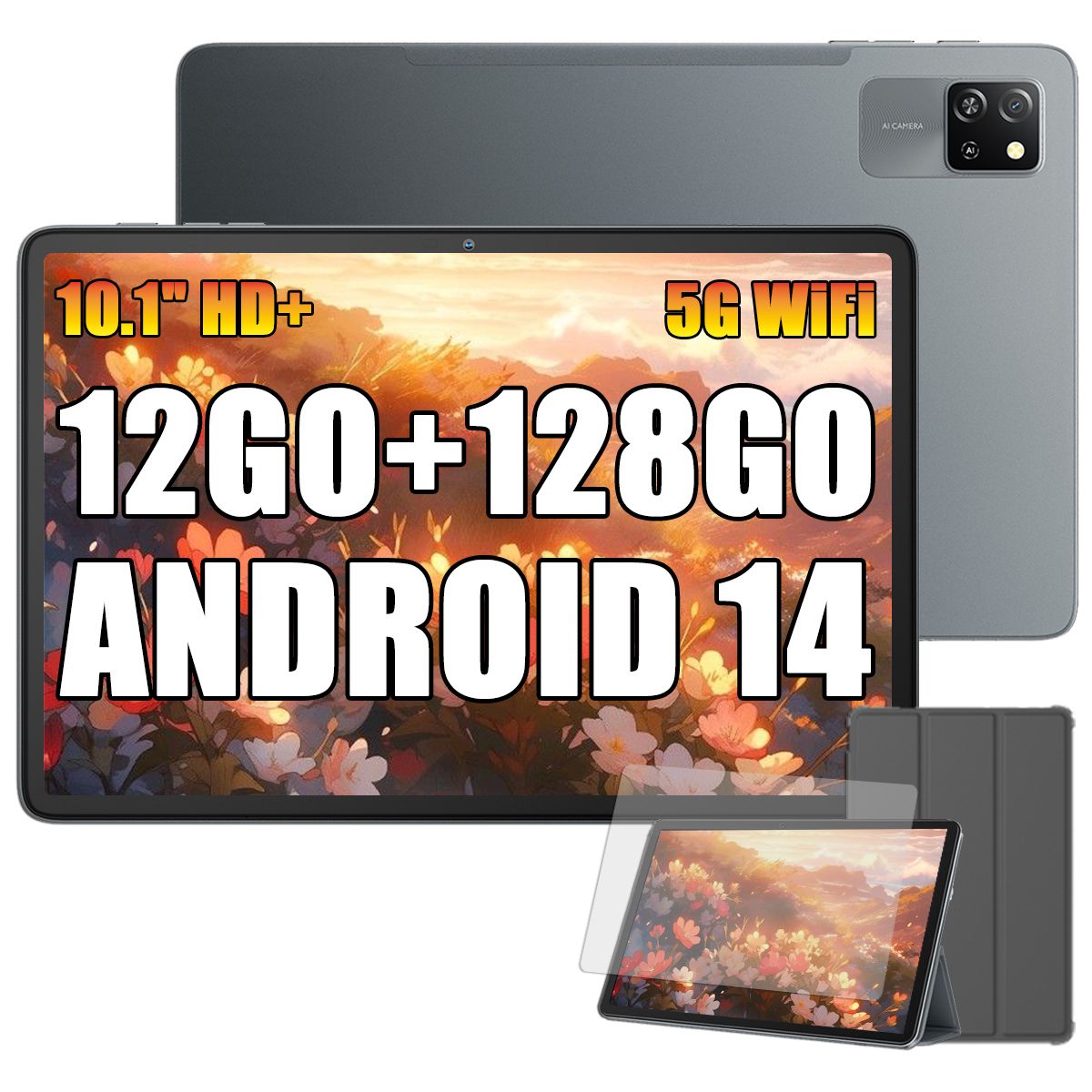 Blackview Tab 60 Pro Tablette Tactile 10.1 HD+ IPS Android 14 12Go+SD 5100mAh Wifi 5 Mode PC Dual SIM