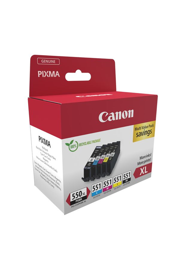 Pack de 5 Cartouches d'encre Canon PGI 550 et CLI 551 couleurs - vue 4