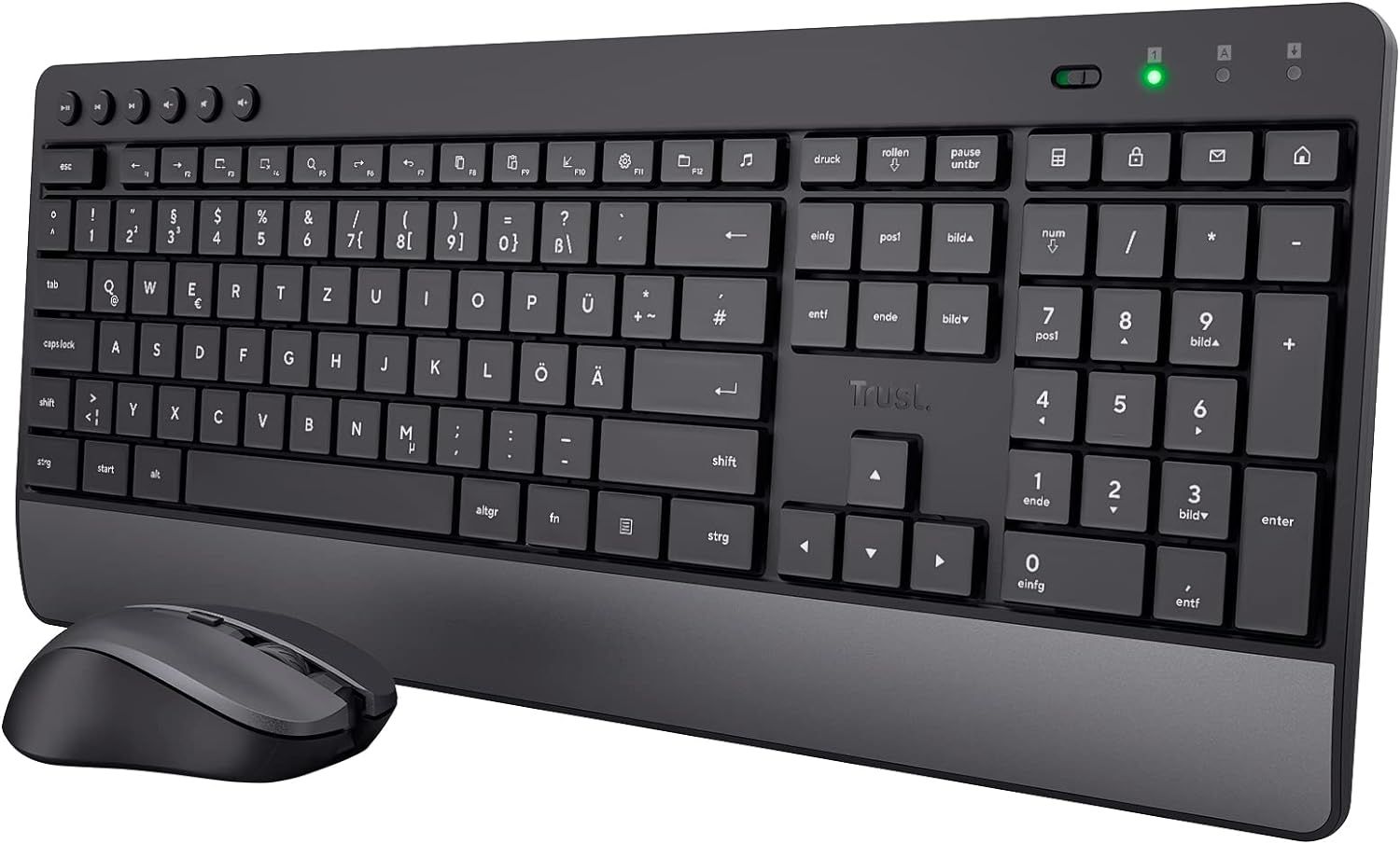 Trezo Ensemble Clavier Et Souris Sans Fil, Disposition Qwertz, Design Durable, Sans Fil Avec Souris Sans Fil, Ensemble Silencieux Et Ergonomique, Autonomie De 48 Mois, Pc, Ordinateur Portable,