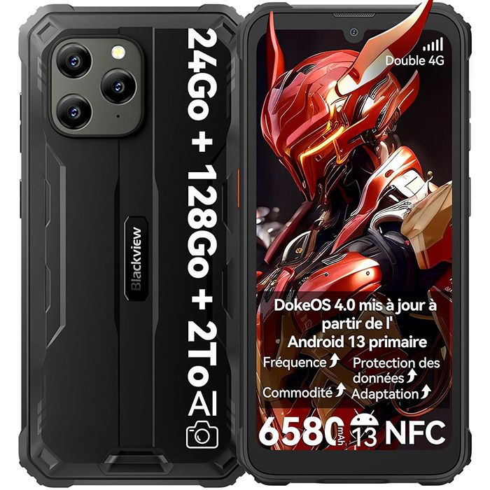Blackview BV5300Plus Téléphone Portable Incassable Android Telephone Portable Écran 6.1" HD+ 6580mAh ROMTF Double SIM 4G Caméra 13MP Smartphone Incassable NFCIP69KFace IDGPSOTG - vue 5