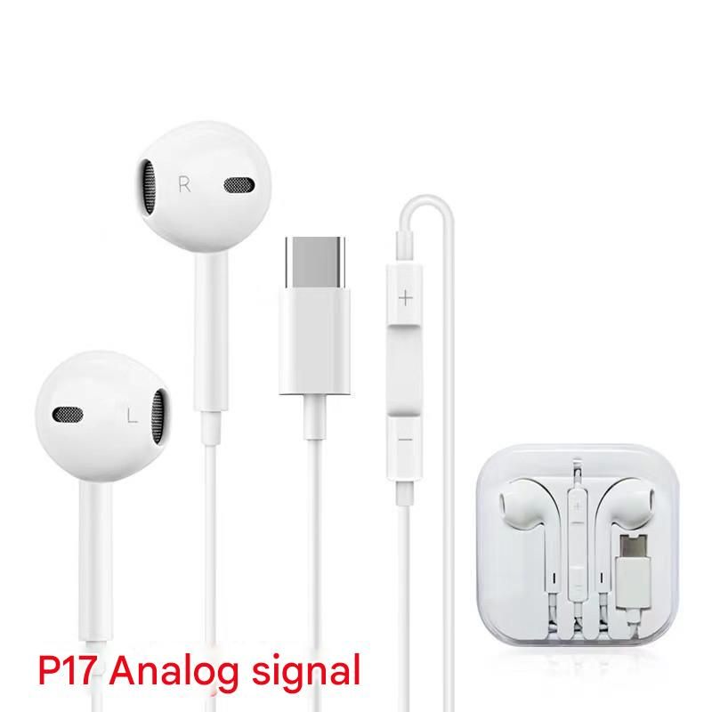 Wired Earphones for Apple Lightning Android Type-C Huawei Mobile with In-line Control Blue 25x22cm Design