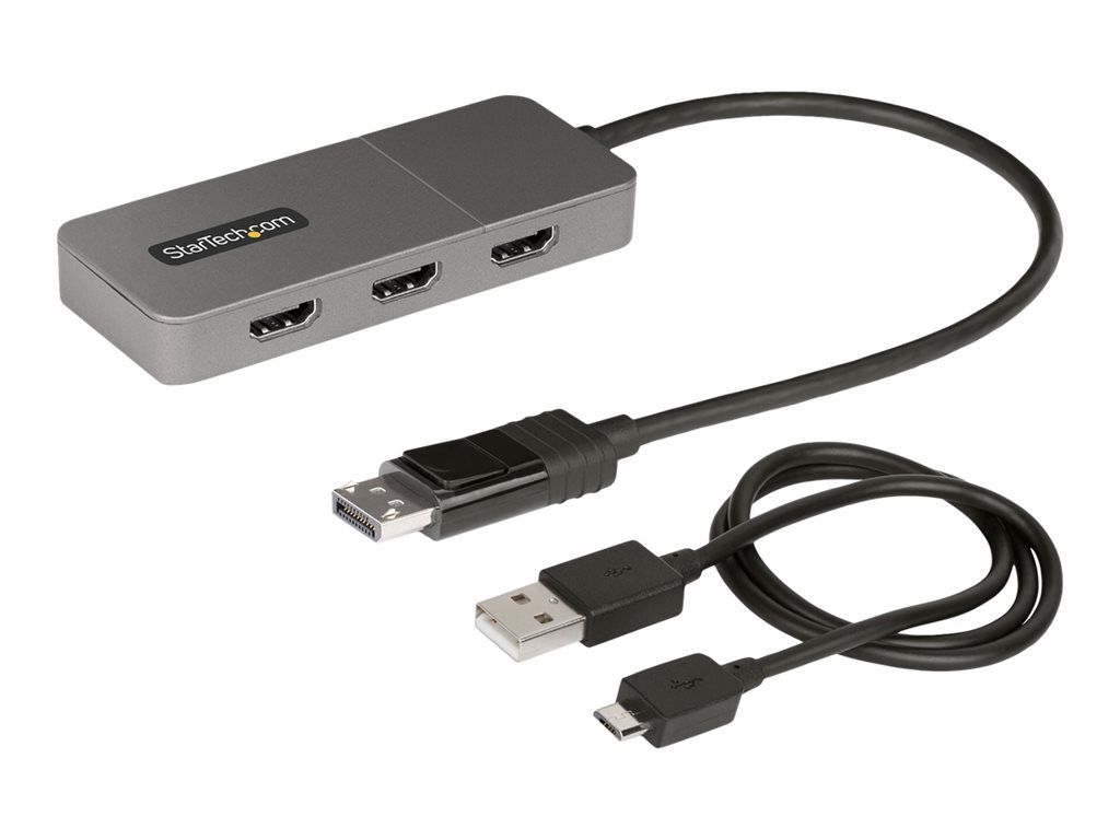 StarTech.com Hub MST à 3 Ports DisplayPort vers 3x HDMI Trois Moniteurs 4K 60Hz Adaptateur Vidéo Moniteur DP 1.4 Câble Intégré de 30 cm Alimentation USB Windows Uniquement Neuf - vue 4