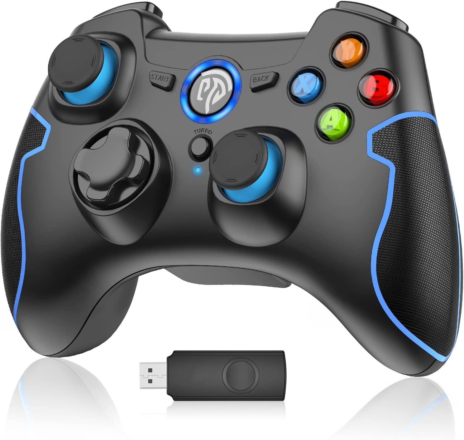 Manette Sans Fil Pour Pc Ps3,Manette Pc,Manette Ps3,Gamepad Joystick Pc Ps3,2.4g Wireless Manette De Jeu Pour Pc Windows Xp-7-8-10-11,Ps3,Noir Bleu