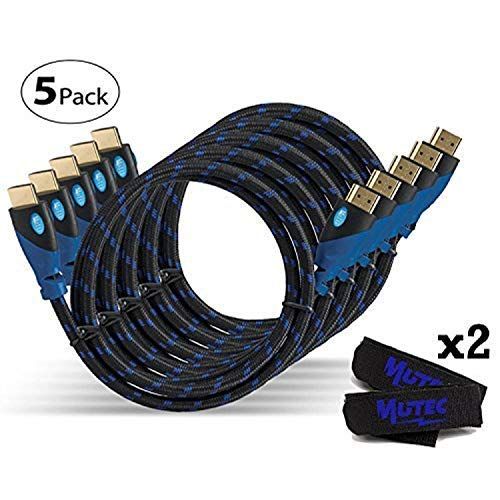 Premium Pack De 5 Câbles Hdmi A Haute Performance Avec Ethernet 1.4A (1M) - Soutien 3D & Chaine Audio Retour (Arc) 1080P- Haute Définitions - 1 Mètres