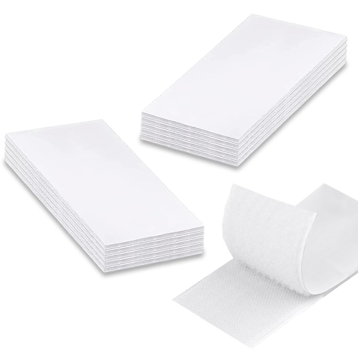 Rouleau Scratch Autocollant Blanc, 12 Paires Bande Scratch Agrippantes Adhésives Extra Fort Longueur 10Cm, Largeur 5Cm Accroche Murale Sans Percer Pour Ménage, Bricolage