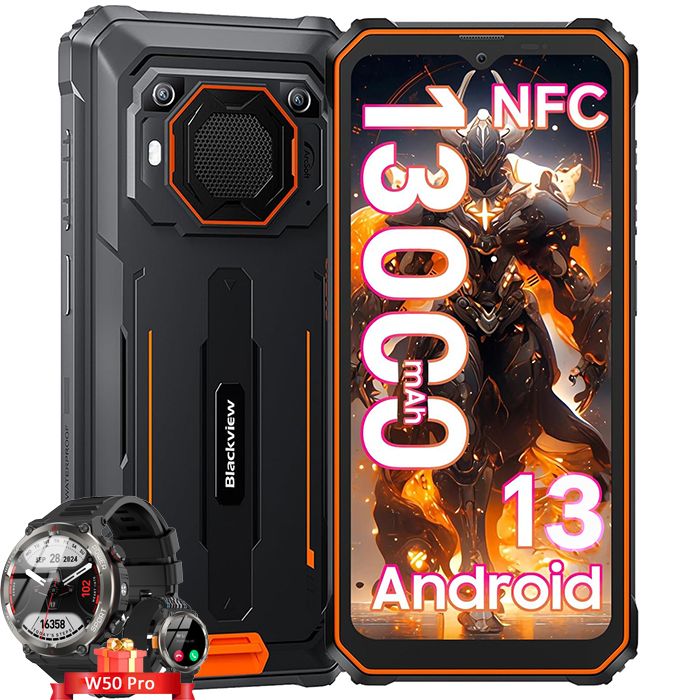 Blackview BV6200 Pro Smartphone Incassable 6 56 Android 13 13000mAh 8Go+ 13MP IP68 avec Smartwatch Blackview W50 Pro - vue 3