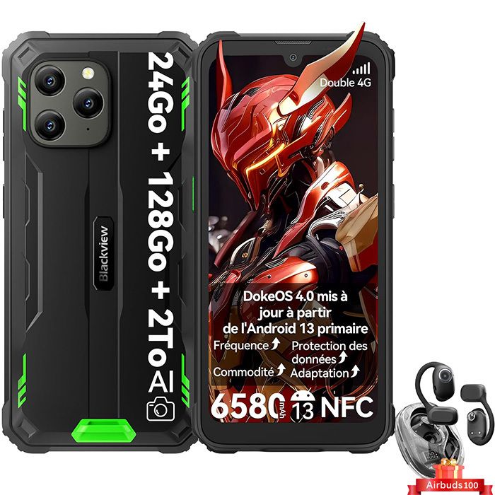 Blackview BV5300 Plus Smartphone Incassable Android 13 6 1 6580mAh NFC avec Blackview AirBuds 100 - vue 3