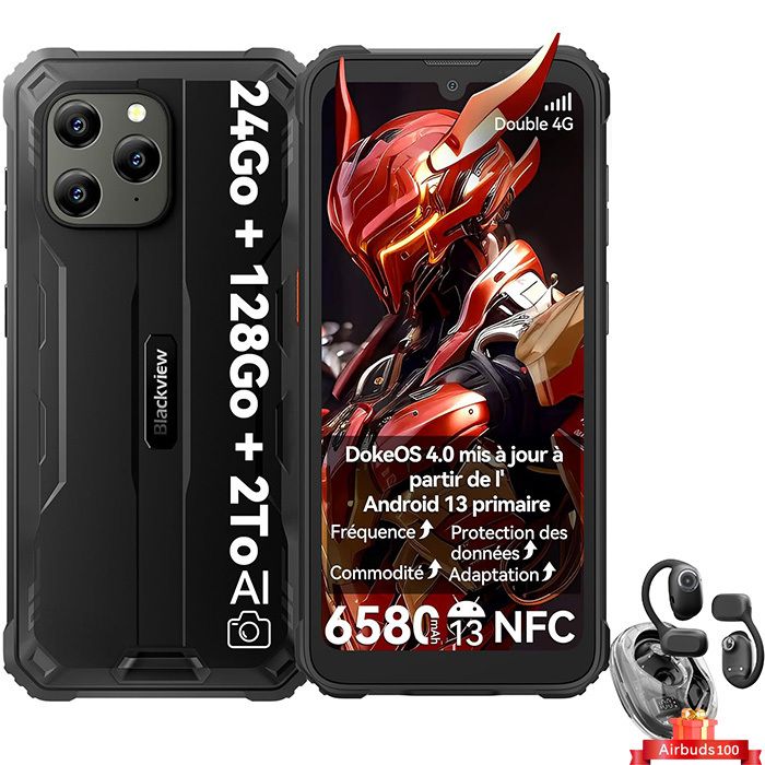 Blackview BV5300 Plus Smartphone Incassable Android 13 6 1 6580mAh NFC avec Blackview AirBuds 100