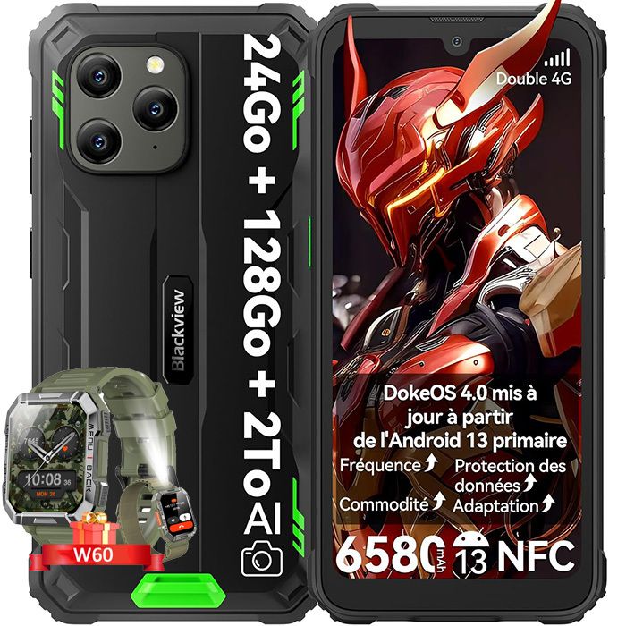 Blackview BV5300Plus Téléphone Portable Incassable Android Telephone Portable Écran 6.1" HD+ 6580mAh ROMTF Double SIM 4G Caméra 13MP Smartphone Incassable NFCIP69KFace IDGPSOTG - vue 3