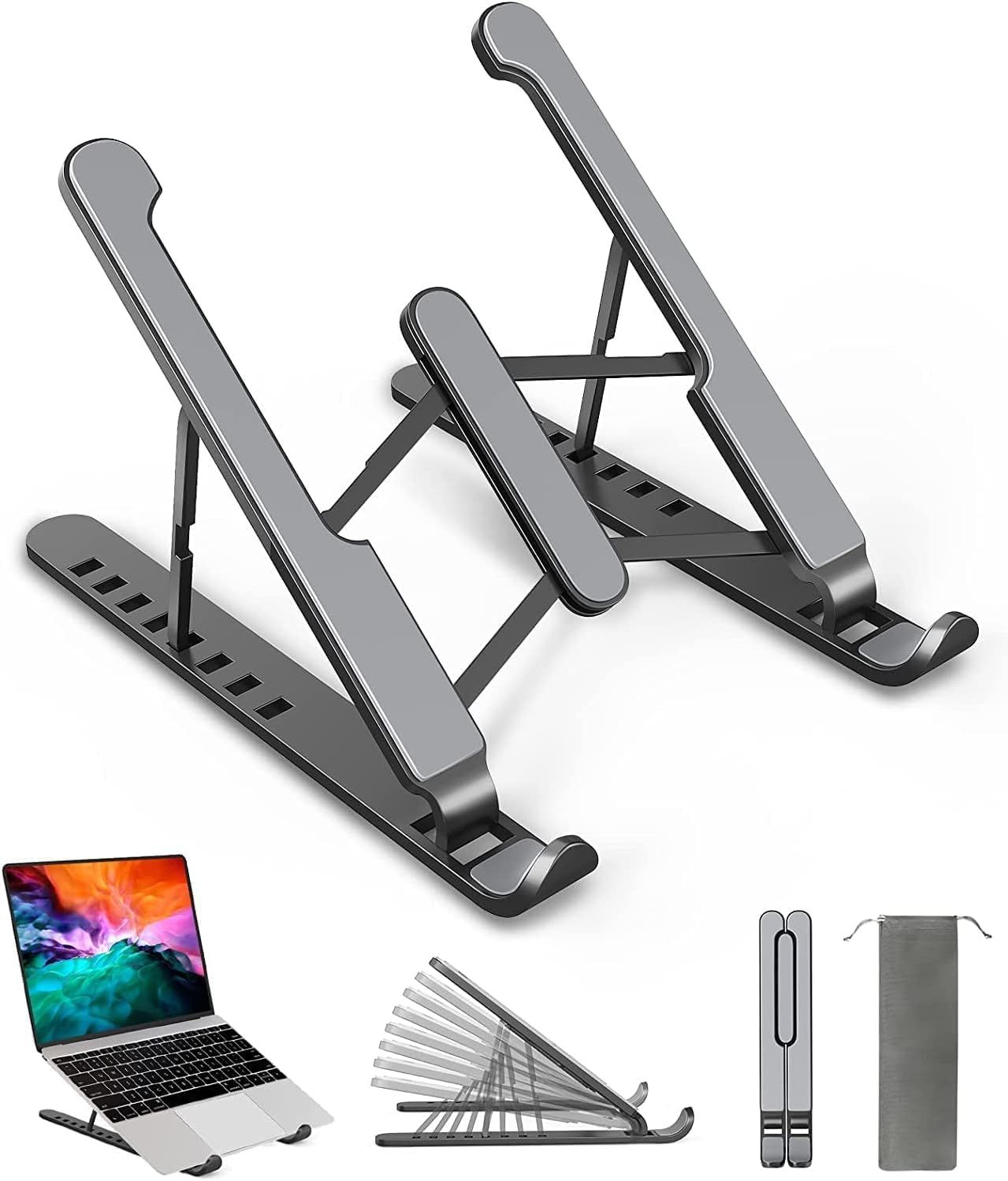 -Store Support Ordinateur Portable, Support Pc Portable À 8 Niveaux Réglables, Laptop Stand Silicone Antidérapant Compatible Avec Macbook, Lenovo, Hp, Autres Laptops Tablettes 10\U201D - 15.6\U201D