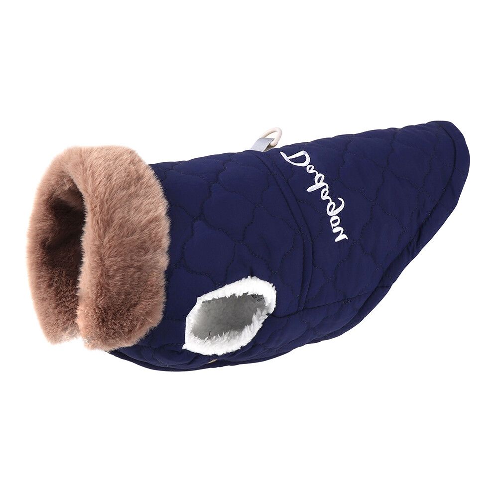 Veste D'hiver Super Chaude Pour Animaux De Compagnie Avec Col En Fourrure,Vêtements Pour Petits Chiens,Tenues En Coton,Manteau Bouledogue Français,Glachihuahua - Type 328 Blue-Xl