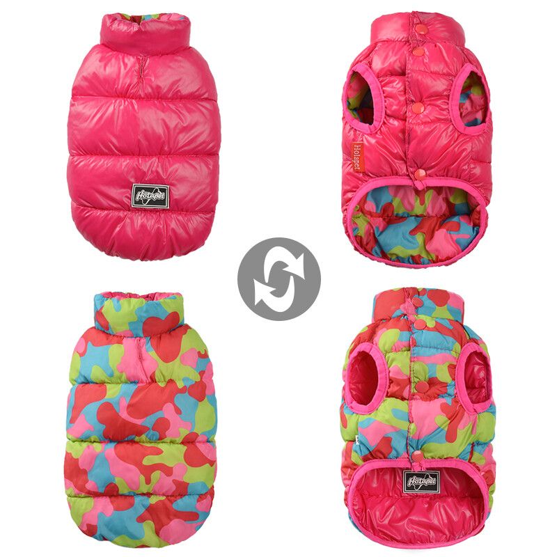 Veste En Émail Perforée Réversible Pour Chien,Manteau Chaud,Vêtements Imperméables Pour Petits Et Moyens Chiens,Chiot,Animal De Compagnie Chihuahua Sarl,Tenues Pdpoutfits,Hiver - Type Rose #B