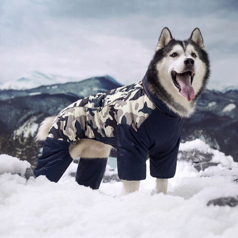 Veste Imperméable Chaude Pour Grands Chiens,Manteau Dobsuffolk Labrador,Combinaison Pour Grands Chiens,Vêtements Pour Chiens Moyens Et Grands,Hiver - Type Navy Camouflage-Size 30