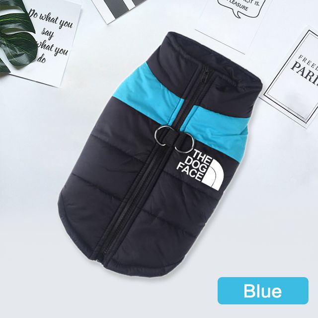 The Dog Face Outfit-Manteau D'hiver Imperméable Pour Animaux De Compagnie,Veste Rembourrée À Glissière,Vêtements Chauds Pour Chiens,Vêtements Pour Petits,Moyens Et Grands Chiens - Type Blue-4xl