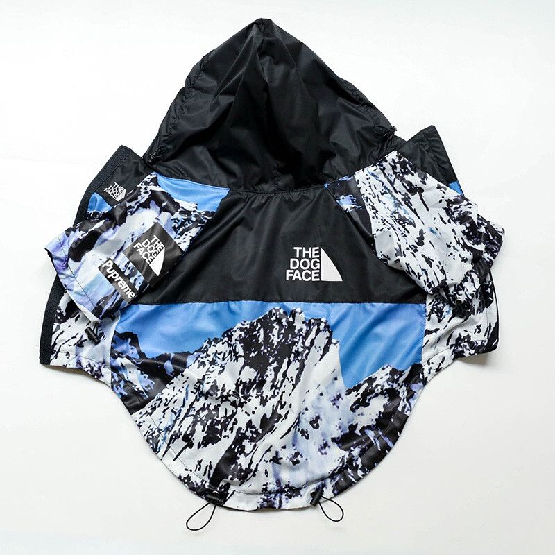 Imperméable Pour Petits Et Grands Chiens,Manteau Coupe-Vent,Sweat À Capuche Bouledogue Français,Veste Chihuahua,Vêtements Pour Chiens,Visage De Chien - Type Bleu-S