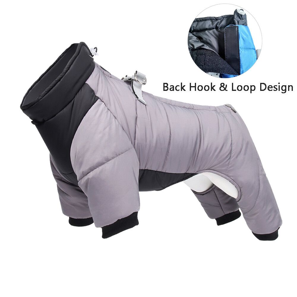 Veste D'hiver Imperméable Pour Chien,Vêtement Épais Et Chaud Pour Petit Et Moyen Gabarit,Chiot,Chihuahua,Bouledogue Français,Carlin - Type Hook Loop Gray-M
