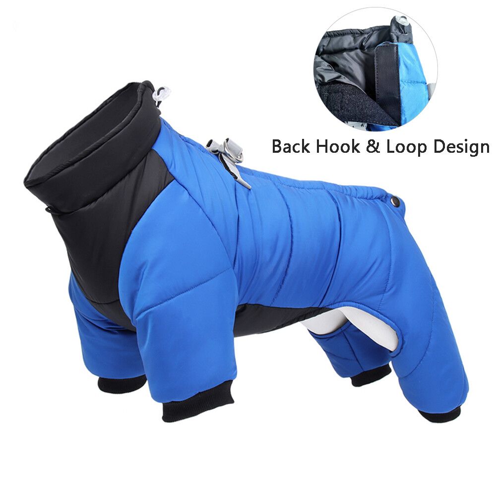 Veste D'hiver Imperméable Pour Chien,Vêtement Épais Et Chaud Pour Petit Et Moyen Gabarit,Chiot,Chihuahua,Bouledogue Français,Carlin - Type Hook Loop Blue-S
