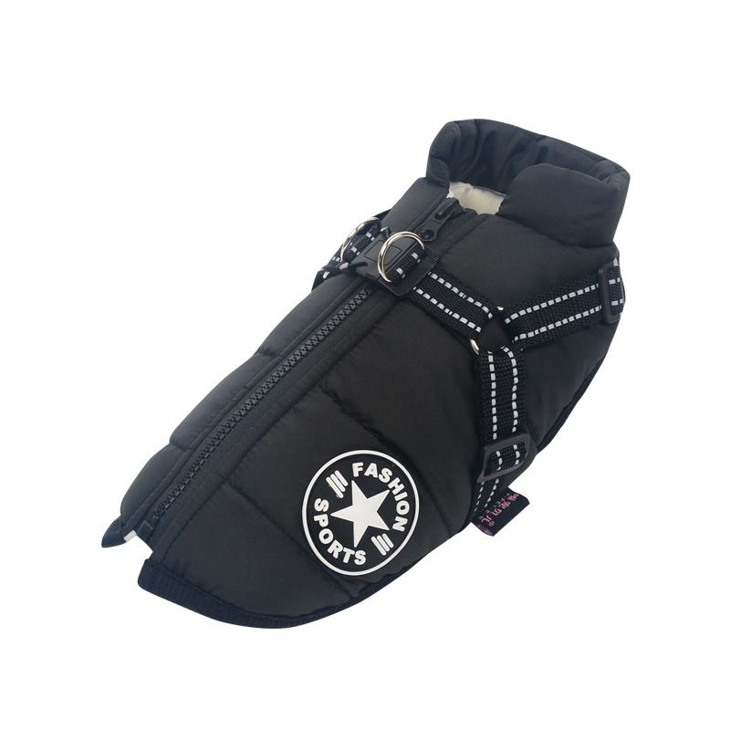 Veste Imperméable Pour Petit Chien Avec Sfp,Vêtements Chauds D'hiver Pour Chien,Manteau Pour Labrador,Tenues Chihuahua Et Bouledogue Français - Type Black-3xl