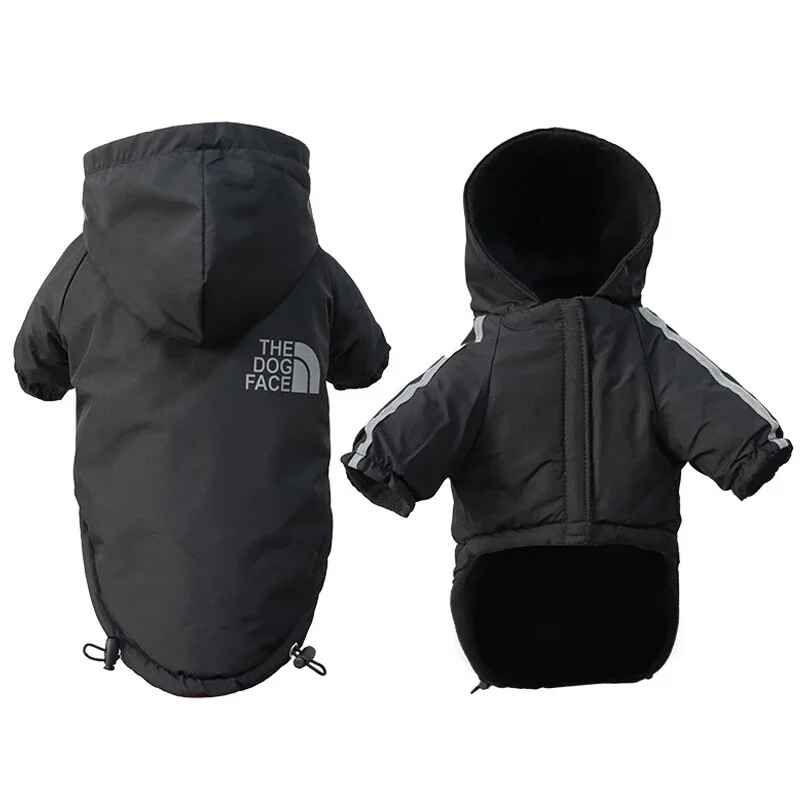 Veste À Capuche En Coton Imperméable Pour Animaux De Compagnie,Manteau Chaud,Visage De Petit Chien,Vêtements Pour Animaux De Compagnie,Coulée,Automne,Hiver - Type Black-M 2.5kg-3.5kg