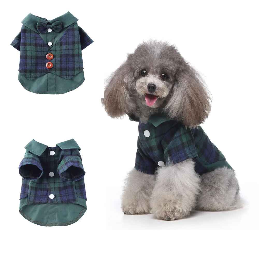 Vêtements Pour Chien Gentleman,Tenue De Mariage Pour Chien,Joli Manteau Pour Animal De Compagnie,Smoking Rayé Imbibé,N?ud,Bouledogue Français,Costume D'halloween - Type Green Vest-M
