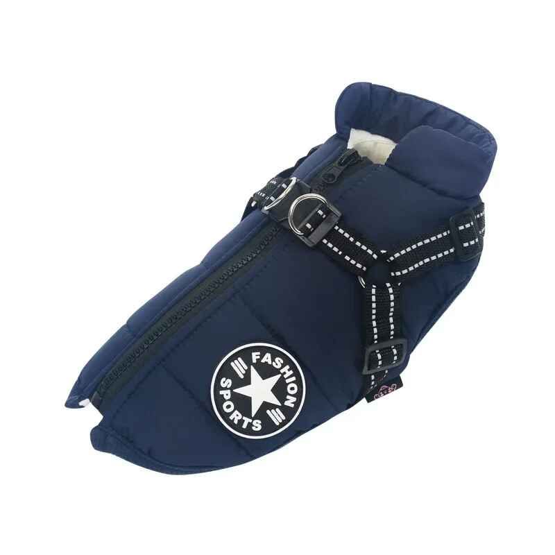 Manteau Imperméable Pour Animaux De Compagnie Avec Sfp,Vêtements D'hiver Pour Petits Chiens,Veste Chaude Pour Grand Chien,Costume De Chiot Chihuahua,Sourire - Type Bleu Marine-Xxxl