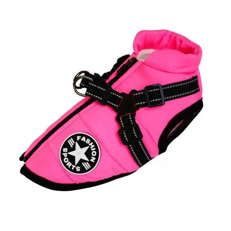 Veste Imperméable Pour Gros Chien Avec Sfp,Vêtements Chauds Pour Chien,Manteau Pour Labrador,Tenues De Bouledogue Français,Chihuahua,Grand Animal De Compagnie,Hiver - Type Rose-Xxl #B