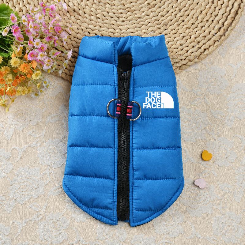 Veste D'hiver Imperméable Pour Animaux De Compagnie,Vêtements Chauds,Conception De Fermeture Éclair Combinée,Bouledogue Français,Chiots,Chihuahua,Petits Et Moyens Chiens - Type Blue2-L