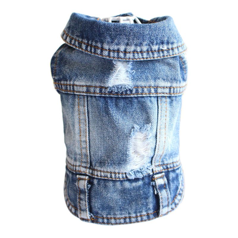 Veste En Jean Durable Pour Petits Chiens,Veste En Denim Pour Chiot,Jean Bouledogue Français,Glaçure Quatre Saisons,Vêtements Universels,Design Rétro - Type S #B