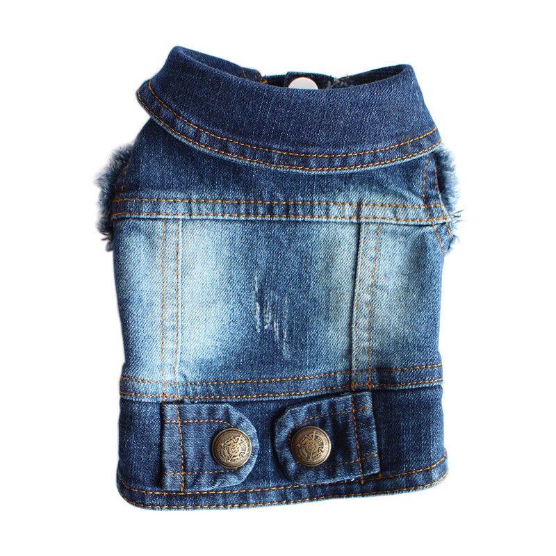 Veste En Jean Durable Pour Petits Chiens,Veste En Denim Pour Chiot,Jean Bouledogue Français,Glaçure Quatre Saisons,Vêtements Universels,Design Rétro - Type 001l-L