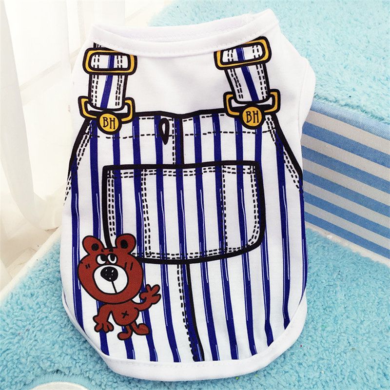T-Shirt Pour Petits Animaux De Compagnie,Vêtements De Dessin,Chemise Décontractée Pour Chiots Et Chiens,Gilets Souples,Vêtements D'été Pour Animaux De Compagnie - Type Deep Blue-Xxl 6-7.5kg