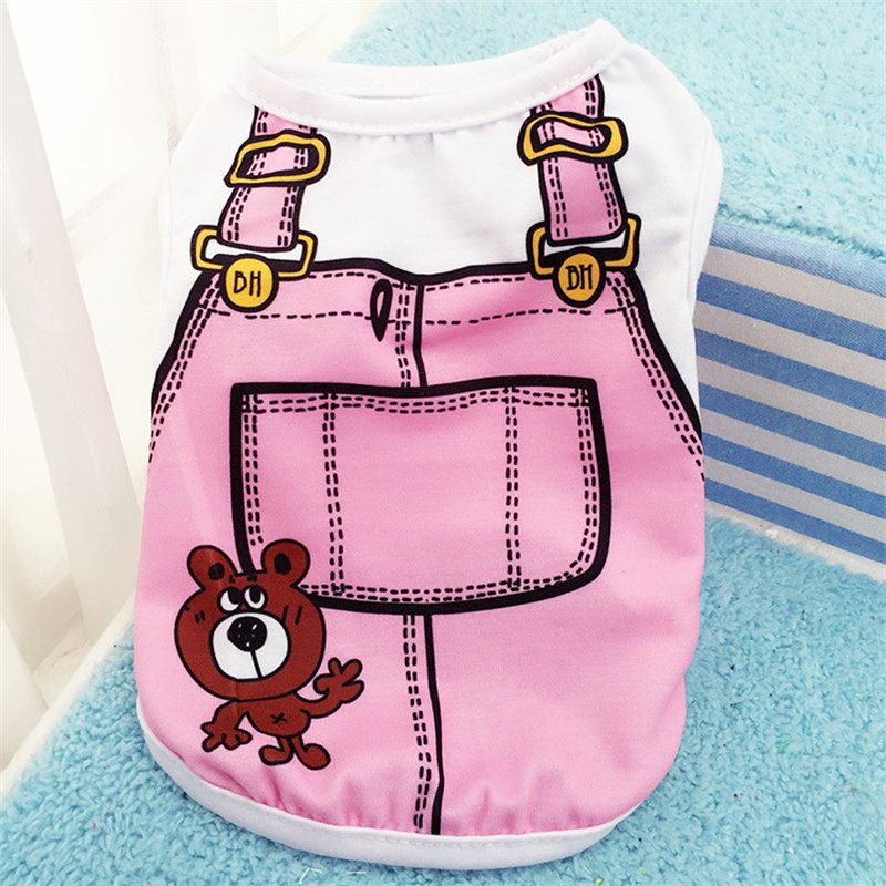 Gilets D'été Doux Pour Animaux De Compagnie,Vêtements De Dessin Pour Chiens,Chemise Décontractée Pour Chiots,T-Shirt Pour Petits Animaux De Compagnie,Fournitures Pour Chiens - Type Pink-Xs 1-1.5kg